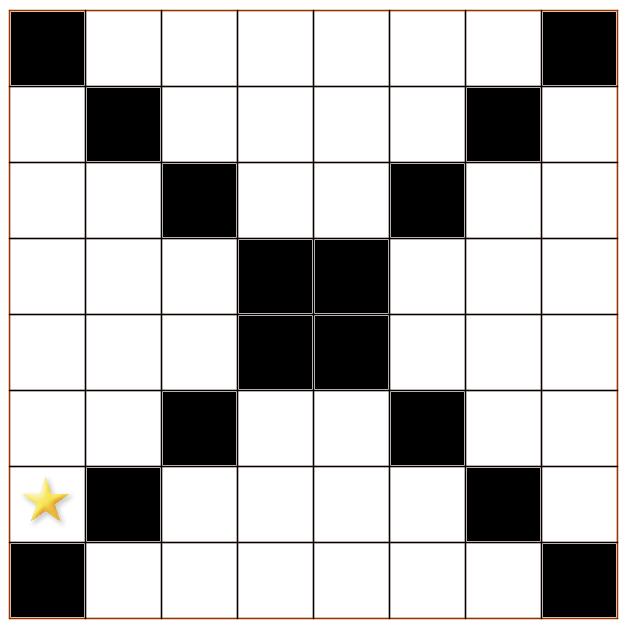 MCFAU/2015/10/3 8 10. A star has been placed in one of the white squares of the board, as shown.