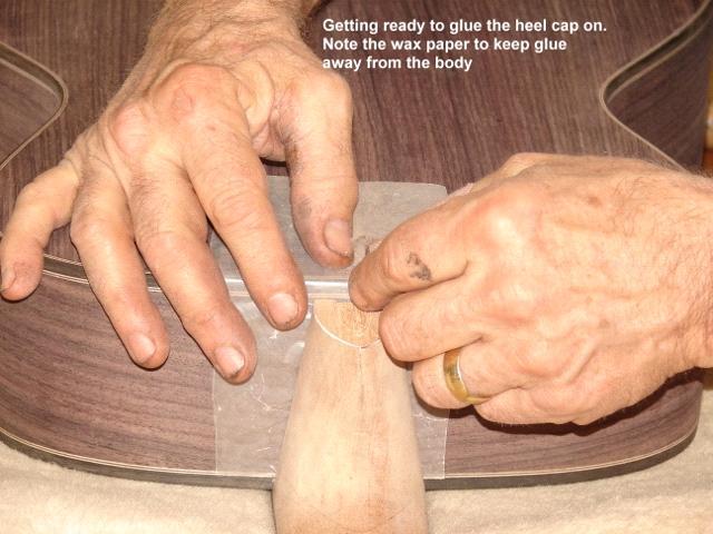As before, sand the heel cap rails level, checking frequently against the body