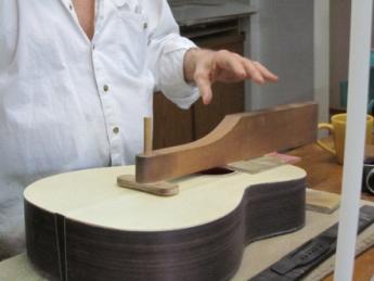 ASL Breakdown Page 3 Jig for sanding upper part of the guitar to the angle needed for the