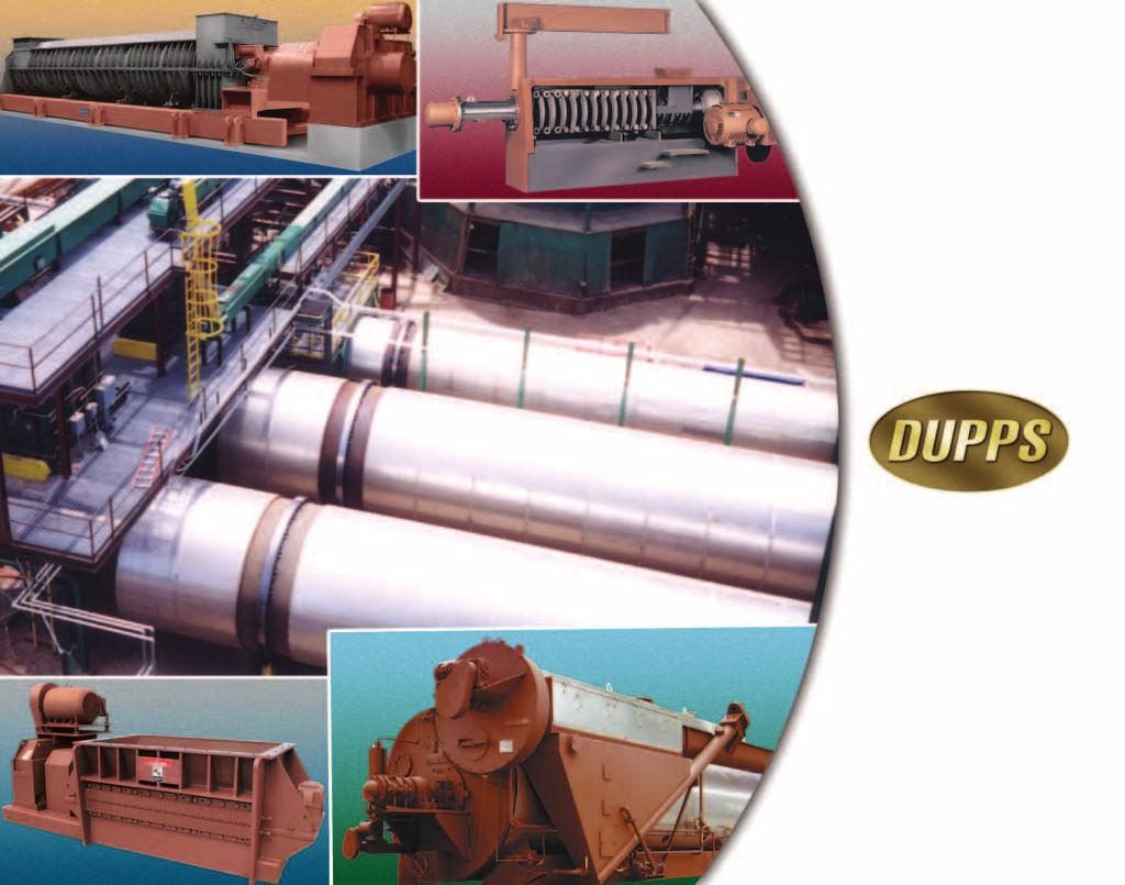 The Dupps product line includes screw presses, dryers, size-reduction equipment, grinders, cookers, evaporators, conveying systems (including high viscosity material pumps)