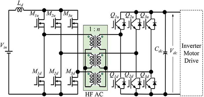 HV V in LV V dc Inverter Motor Drive Fig. 2.13. Three-phase nonisolated bidirectional dc dc converter. Fig. 2.14.