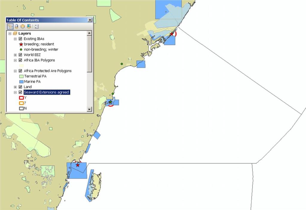 Map of seaward extensions around