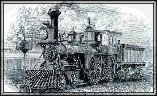 Train [Illustration]. (n.d.). Retrieved from http://www.industrialrevolutionresearch.com/images/train.jpg This illustration shows a steam locomotive on a railroad.
