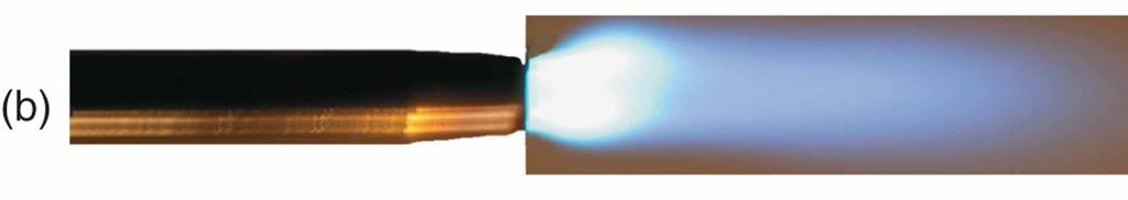 Figure 16-10 (a) Correct appearance of oxyacetylene flame for brazing; (b)