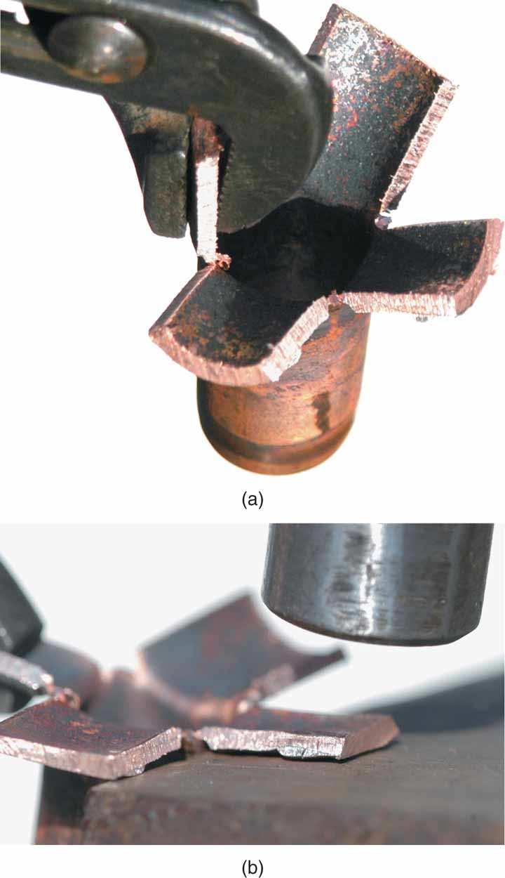 Figure 16-33 (a) Use a pair of pliers to bend each quarter