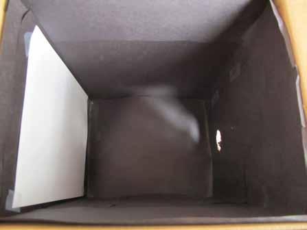 Make sure that light enters only via the small hole in the center of the box.