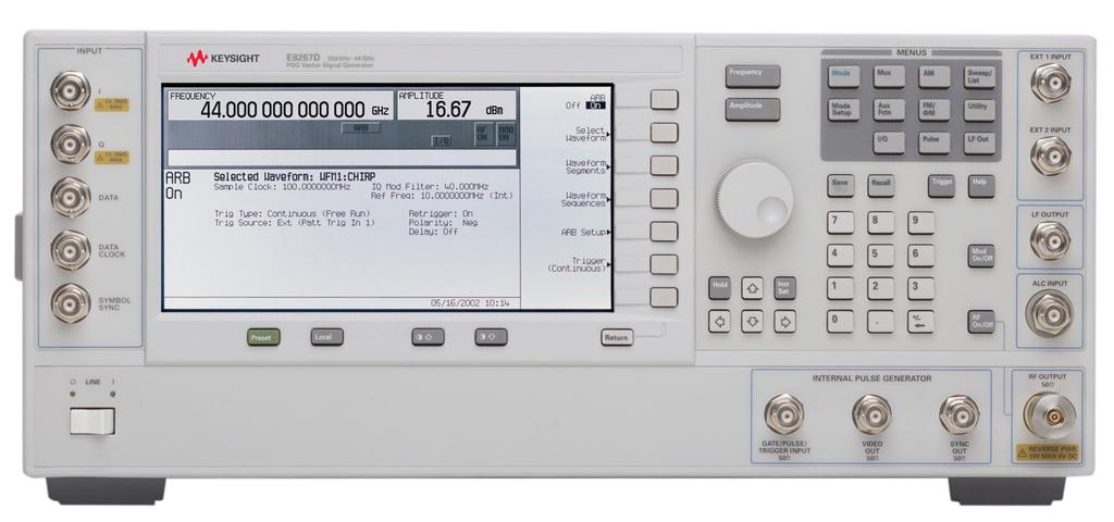 18 Keysight Microwave Signal Generators - Brochure PSG Front and Rear Panels Get up to 300 MHz RF bandwidth with external I/Q narrowband inputs.