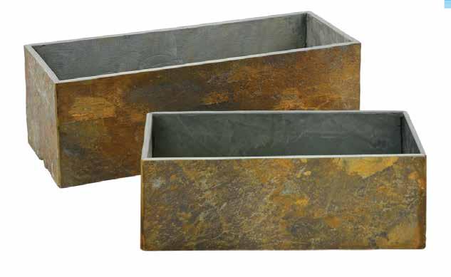MONACO NATURAL SLATE PLANTERS The warm bronze and copper colour tones of our Monaco planters acts as a great foil for all kinds of foliage and floral colour.
