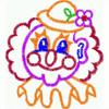 Orange Nose, Mouth, Tie Dots 10. Black Hair, Eyes Clown Head FN 426D Size 2.02" x 3.12" Stitches 6247 Colors 4 2.