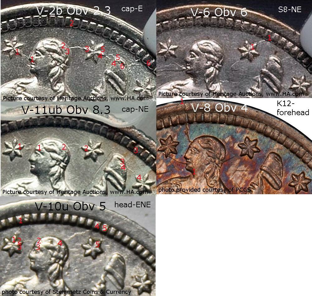Obverse Cracks and Clashes Near Head and Cap Stars S7-S9 The angle of the crack from the cap to dentils is