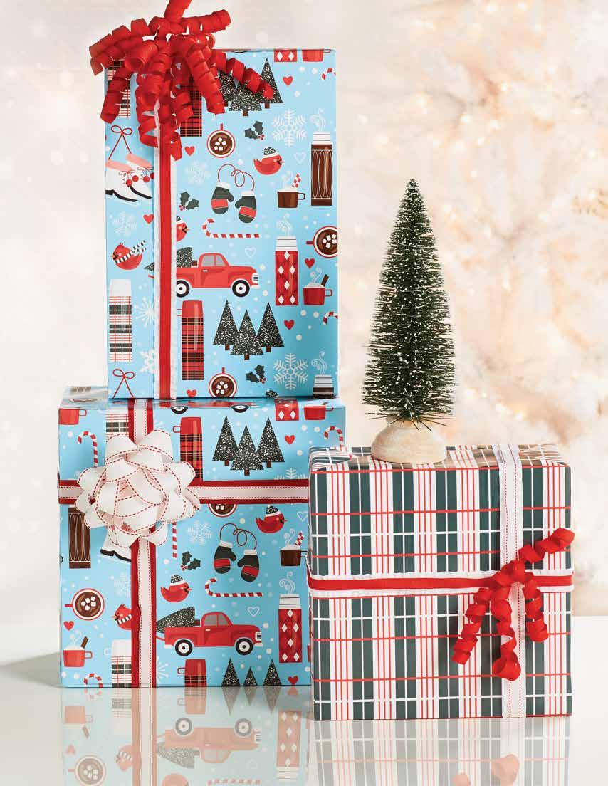 HOLIDAY TRAVELS REVERSIBLE ROLL WRAP Papel de regalos reversible -Viajando por la Navidad 30 Sq
