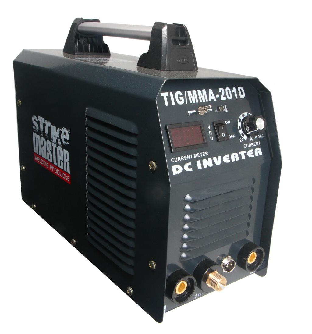 INVERTER TIG/MMA-201D The TIG/MMA-201D is a single phase 220V stick welder designed and manufactured using the latest digital inverter technology.