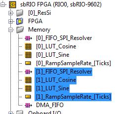 vi Duplicate case element and update the memories ( [1]_LUT_Sine and [1]_LUT_Cosine in this case). o FPGA_ResolverSim.