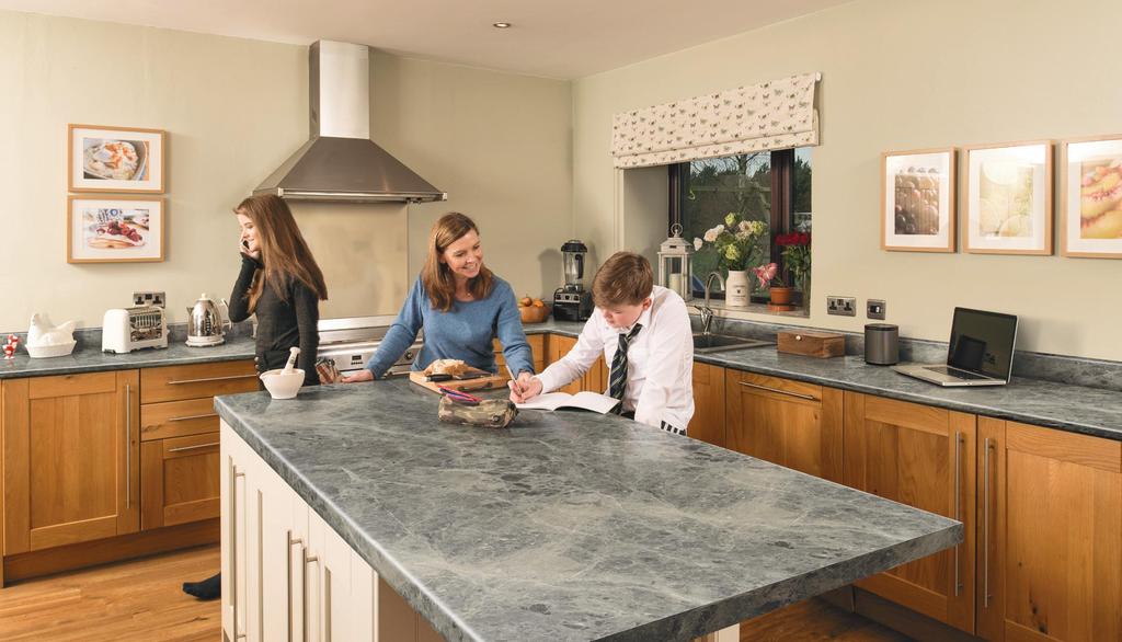Breccia Pacifica PP6370 AHD Honed, breakfast bar and upstand Frosted Gold PP6352 AB61 For A+ without the
