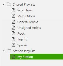 You can see that the Shared Playlists are listed above the Station Playlists.