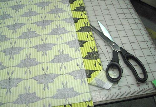 cushion. We carefully cut our first piece, then folded that piece in half and used it to align all the subsequent cuts.
