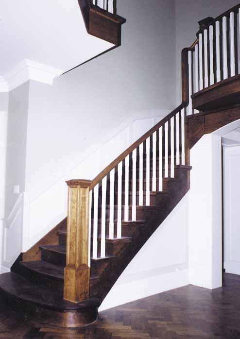 Cherry Staircase 1 3/4" treads with standard profiles Bottom 3 treads with dancing risers Closed