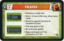 e these two tiles, when used, counted as one unit or two? A. The Locomotive and Wagon together are just one unit, but because the Train is so long, it is a viable target in either hex.