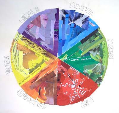 purple blue Homework 4 Create a colour wheel collage. Collect your colours from magazines and scrap paper.