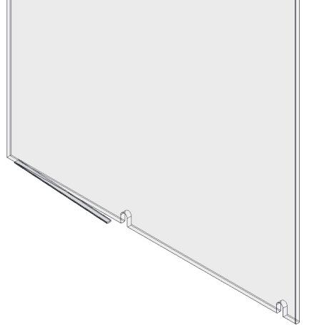 4 FIT PUSH-IN CHANNEL INTO WALLPOST 5 FIT BOTTOM TRIM TO IN-LINE PANEL in-line panel glass fully insert channel glass panel selfadhesive tape bottom trim to be fitted