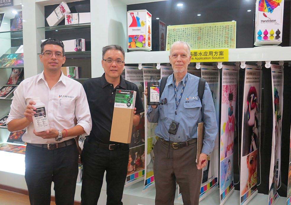 1 Pablo M. Lee (FLAAR Reports ink evaluation manager), Lim Kheng Tee (TRENDVISION President) and Dr. Nicholas Hellmuth (FLAAR Reports founder and President) at TRENDVISION factory and office.