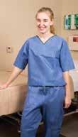 Scrubs Disposable scrubs feature light-weight, durable fabrics and a comfortable v-neck design in a variety of colors. A perfect fit for both healthcare providers and patients.