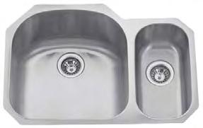 FG-MA3219* 80/20 Counter undermount "D" bowl kitchen sink Satin finish Sound insulation pads 16 gauge 33 X 21 X 9 and 6 deep FG-MA3221* 80/20 16 gauge 29 3/8 X 20 5/8 X 9 and 7" deep FG-MA3213-18*