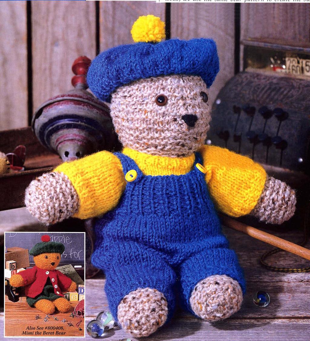 Knit LeisureArtsLibrary.com #800409 Pierre the Beret Bear Design by Evelyn A.