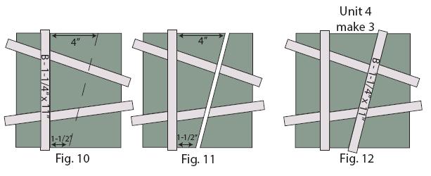 7) Re-join the two Fabric A pieces with (1) 1 ¼ x 11 Fabric B strip in between them (Fig. 9).