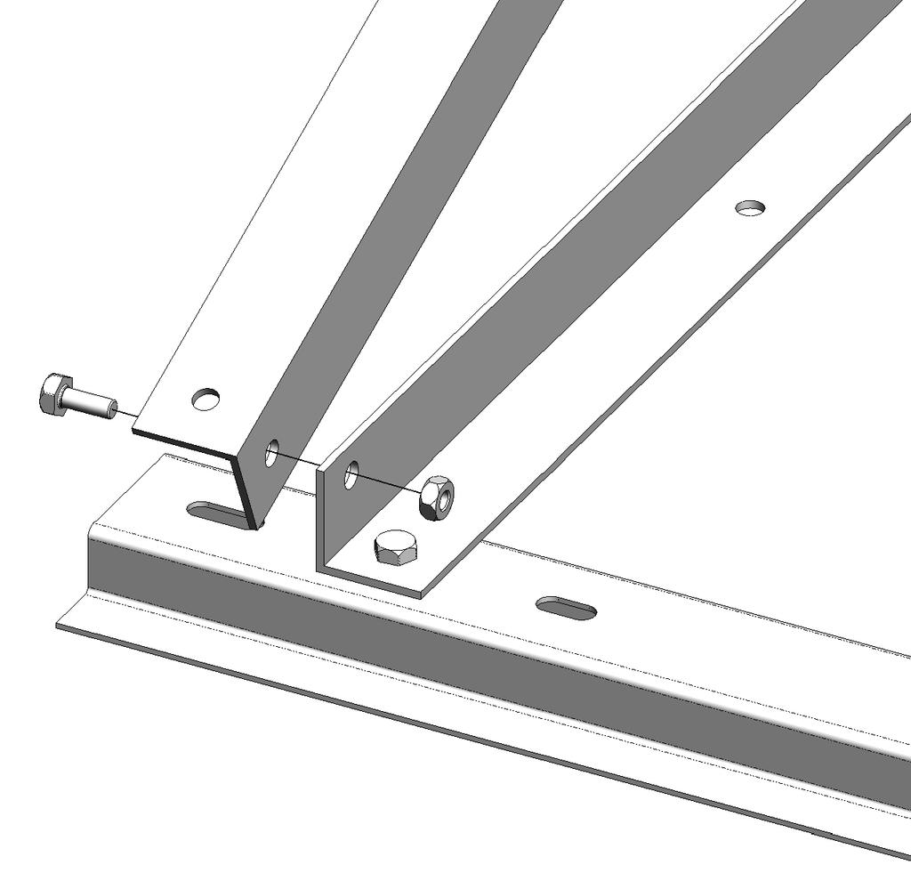 ASSEMBLY OF FRAME Top Chord connections: Connect the top chord to the bottom chord and adjustable inner leg, using the screws and nut provided.