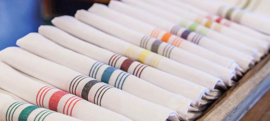 White Yellow Gold Orange Milliken s latest product, Signature Stripe, is a bistro style napkin, made with 100%