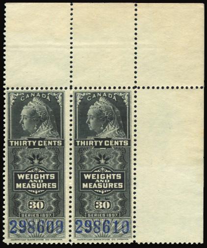 FWM39*NH - 50c top right corner margin pair - mint never hinged. 1897 W & M.