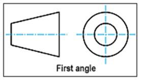 First Angle Projection First angle projection is a method of creating a 2D drawing of a 3D object. Note the symbol for first angle orthographic projection.
