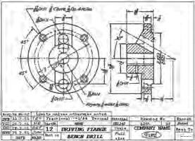 Figure Figure shows a detail drawing of a Flange drawn by hand in 00 on tracing paper.