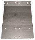 BOLT-ON SKID PLATE Length: 17-1/4 Wide end: 10 Narrow end: 3 Bolt holes (countersunk): Top