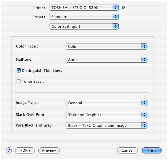 3. Printer-specific Adjustments For Macintosh Mac * This adjustment will have an effect only on full-color printing. Open the print dialog box.