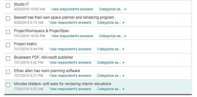 Answered: 28 Skipped: 4 Q8: Please let us know what software programs you use at your design firm -