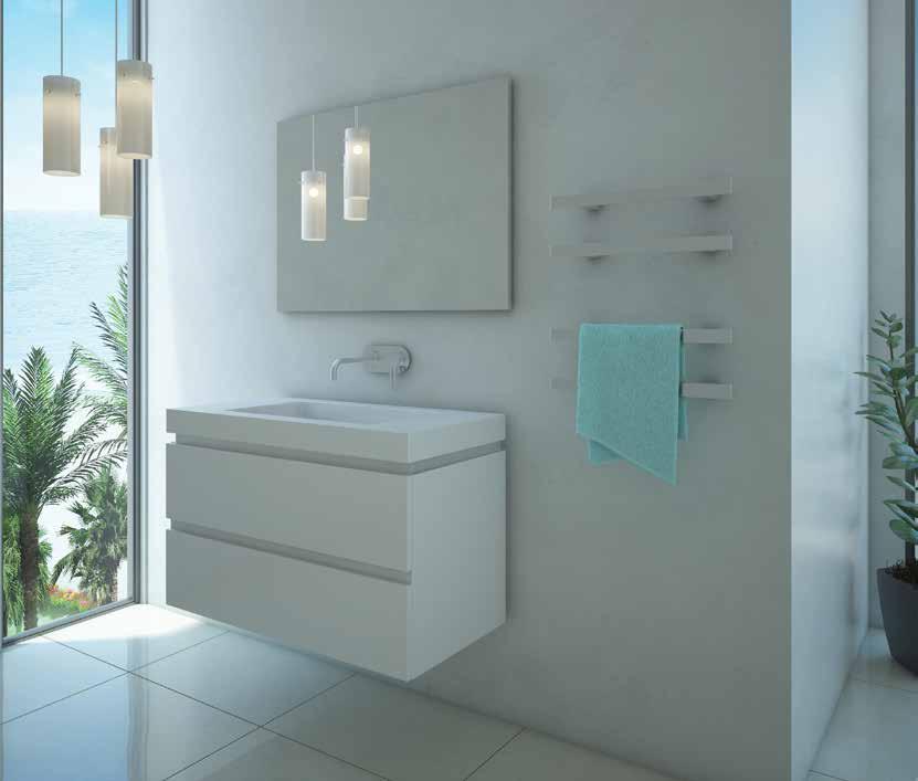 Riviera Riviera Top options: Acrylic moulded > Nova > Monaco Grande Bench Surface *Includes Marquis of basins > Caesarstone > Silestone > Timber (above counter basin only) > Symphony Solid Surface