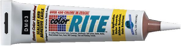 COLOR RITE CAULKING This is a latex based color-matched caulking available in over 450 colors. A 5.5 oz tube will cover approximately 55 lineal feet with a 1/8 bead.