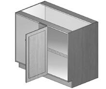 Base Cabinets On this page: Standard base cabinet height: 4 1 /2" Not available with soft-close hinge Single-door cabinets are shown right-hinged in illustrations to show inside of cabinet BASE BLIND
