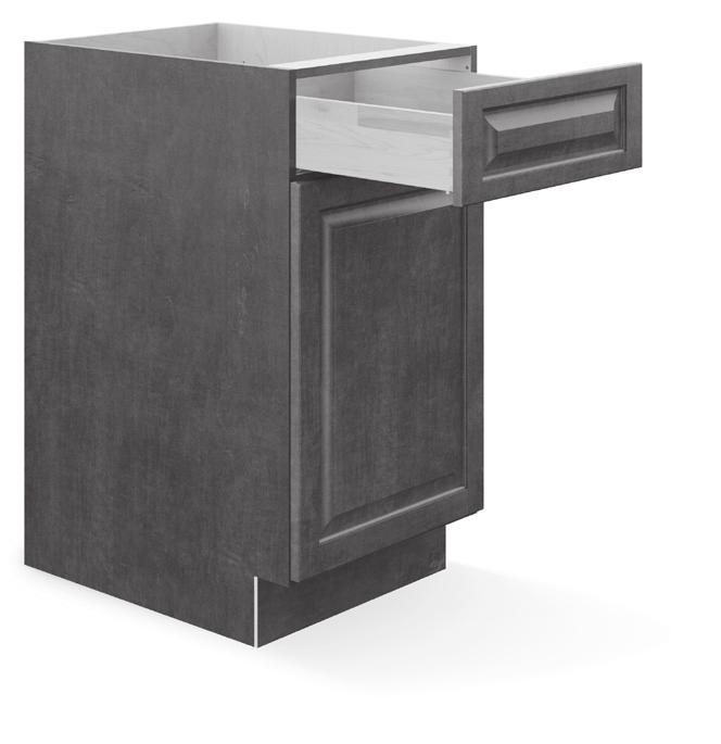 1 WALL CONSTRUCTION 8 9 2 1 " top 2 1 " back dadoed into end panel with concealed 4" mounting rail Self-locking shelf clips 7 4 5 /8" side panels with laminate to match door fronts Standard 5 110