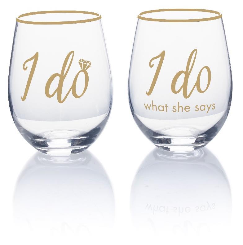 Mikasa Stemless Wine Pairs, featuring fun and sassy sayings and icons, are perfect for gift-giving!