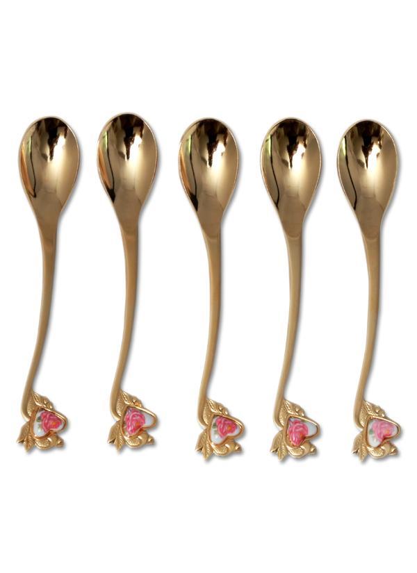 Floral Cutlery Spoon 24K (5pcs) Item Code: 424016-Spoon Description: Coffee Spoon /