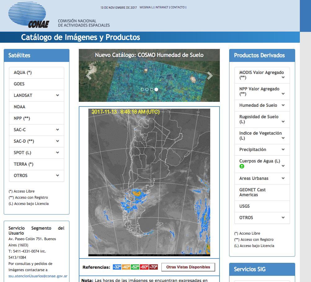 Earth Observation Data Catalogue of Earth Observation Data Products Several dozens of