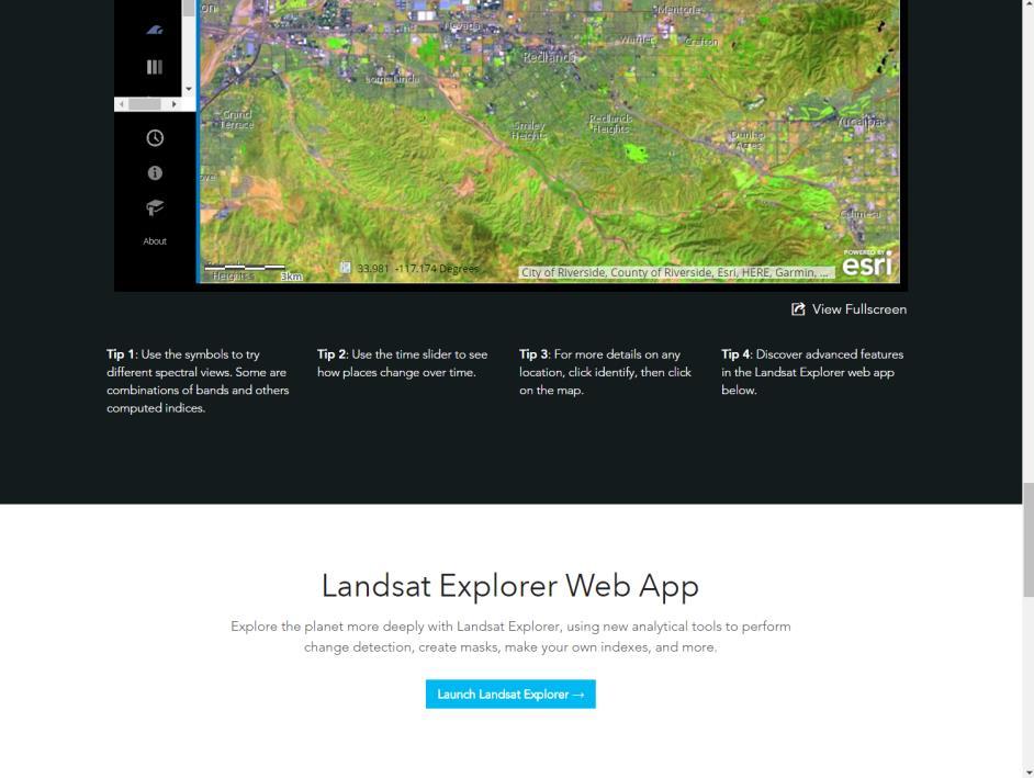 To start Landsat Explorer scroll down from Unlocking Earth