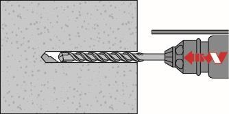 Solid brick Setting instructions Bore hole drilling Hole drilling If no significant resistance is felt over the entire depth of the hole when drilling (e.g. in unfilled butt joints), the anchor should not be set at this position.