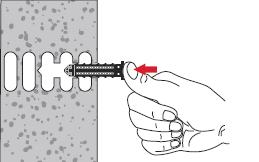 by inserting the steel brush Hilti HIT-RB to the back of the hole in a twisting motion and removing it.