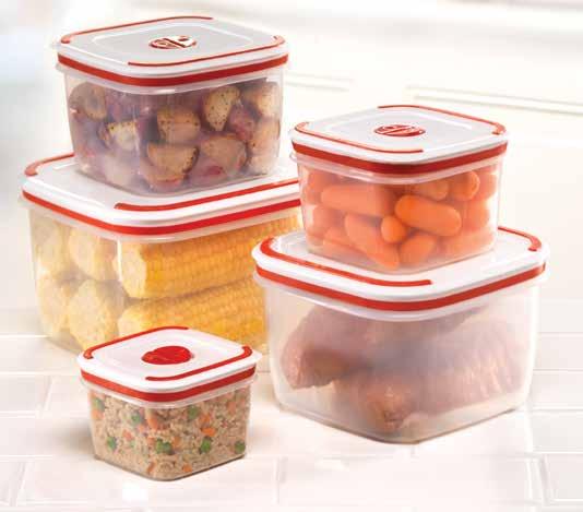 5-PIECE SET WITH AIRTIGHT LOCKS 333 333 Nested Storage Containers, Set of 5 Juego de 5 Envases para Almacenaje Anidados This 5-piece set has airtight locks with easypull