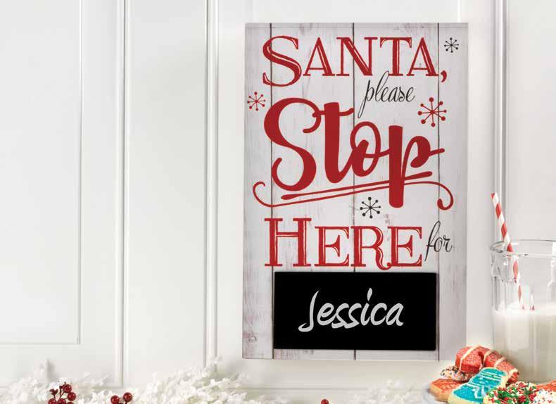 A FUN AND FESTIVE WAY TO DECORATE YOUR WALL OR MANTEL FOR THE HOLIDAY SEASON 386 386 Santa Please Stop Here Wall Plaque Placa de