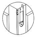 Make sure the center pull handle is to the inside and join door hinges.